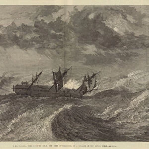 HMS Galatea, commanded by HRH the Duke of Edinburgh, in a Cyclone in the Indian Ocean (engraving)
