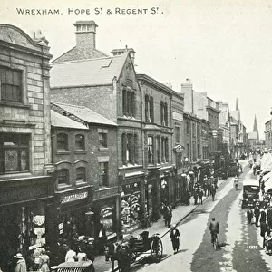 Hope Street and Regent Street in Wrexham, North Wales (colour litho)