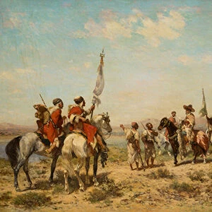 A Hunting Party (oil on canvas)