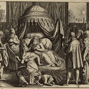 Illness and recovery of Hezekiah (engraving)