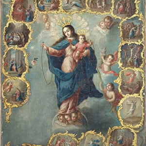 The Immaculate Conception with the Fifteen Mysteries of the Rosary (oil on canvas)
