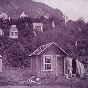 Indian burial houses near the town of Juneau, Alaska (b / w photo)