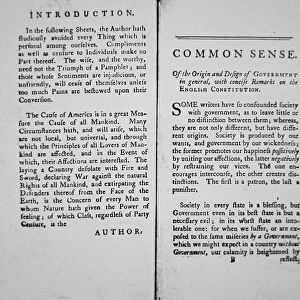 Introduction and first page of Common Sense by Thomas Paine, 1776 (litho)