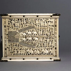 Ivory cabinet (wood & tortoiseshell, overlaid with carved ivory decoration, with silver gilt & brass gilt, & traces of red pigment)