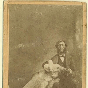 James Capen Grizzly Adams (1807-60) photographed with a Grizzly Bear (b / w photo