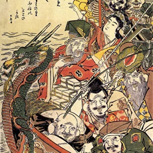 Japanese mythology: "Seven Deities of Happiness", 18th century (print)