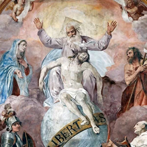 Jesus and God the Father. Fresco. Genoa. Italy