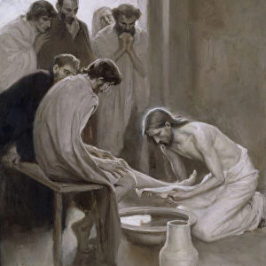 Jesus Washing the Feet of his Disciples, 1898 (oil and grisaille on paper)