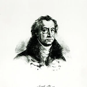 Johann Wolfgang Goethe (1749-1831) engraved by Delacroix (litho) (b / w photo)