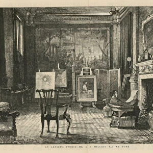 John Everett Millais at home (engraving)
