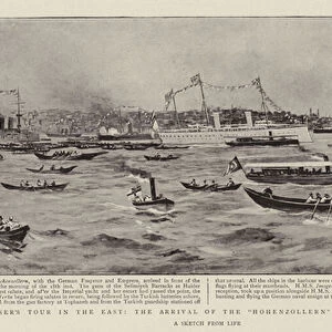 The Kaisers Tour in the East, the Arrival of the "Hohenzollern"at Constantinople (litho)