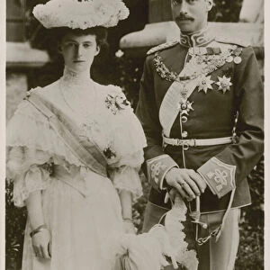 King Christian X and Queen Alexandrine of Denmark (b / w photo)