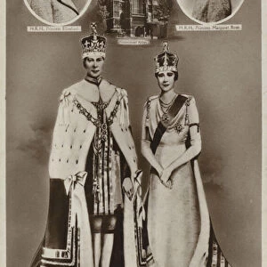 King George VI, coronation card (b / w photo)