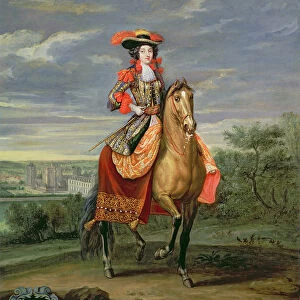 La Comtesse de Soissons Riding with a View of the Chateau de Vincennes (oil on canvas)