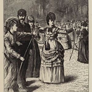 The Ladies Archery Match in the Royal Toxophilite Societys Grounds, Regents Park (engraving)