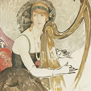 A Lady Playing a Harp, 1921 (oil on canvas)