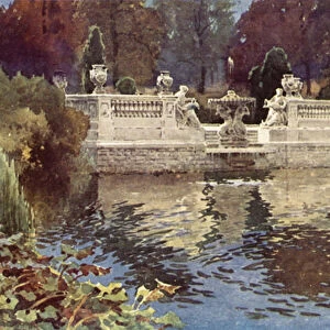 Lancaster Gate Fountain, Kensington Gardens (colour litho)