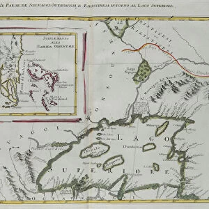 Land of the Ottawa and Kilistine Indians around Lake Superior and a supplement of eastern Florida, engraving by G. Zuliani taken from Tome I of the "Newest Atlas"published in Venice in 1778 by Antonio Zatta, Private Collection