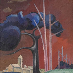 Landscape with Factory by Lake, II, (oil on canvas)