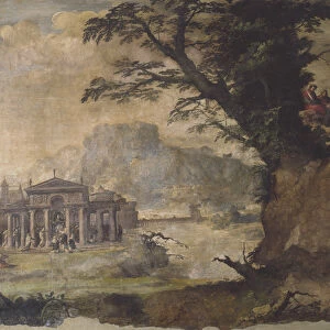 Landscape with meeting of Christ and Virgin (fresco)