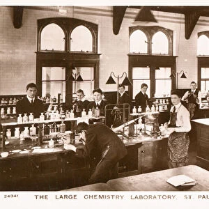 The large chemistry laboratory of St Pauls School (b / w photo)