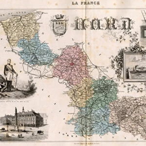 Le Nord (59), Nord Pas De Calais (Nord-Pas-de-Calais) - France and its Colonies. Atlas illustrates one hundred and five maps from the maps of the depot of war, bridges and footwear and the Navy by M. VUILLEMIN. 1876