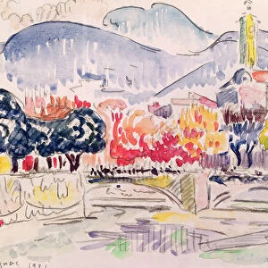 Le Paillon, Nice, 1921 (pencil & w / c on paper)