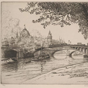 Le Pont Notre Dame, Paris, 1920 (etching)