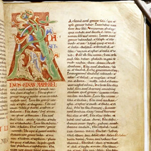 Lettrine: letter "A"representing the creation of Adam (bible of and. harding)