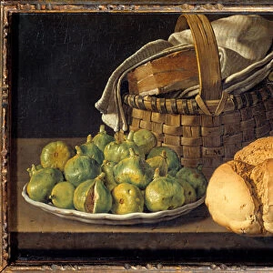 Still Life with Figs Painting by Luis Melendez (1716-1780) 18th century Sun. 0, 37x0, 49 m