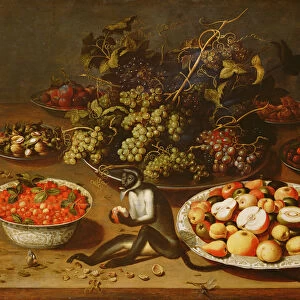 Still Life with Monkey (oil on canvas)
