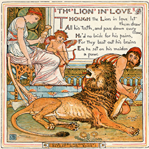 The Lion in Love, illustration from Babys Own Aesop, engraved
