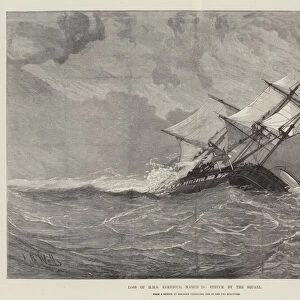 Loss of HMS Eurydice, 24 March, struck by the Squall (engraving)