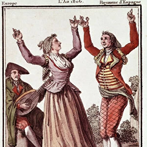 Man and woman of Catalonia dancing the Fandango, 1806 (engraving)