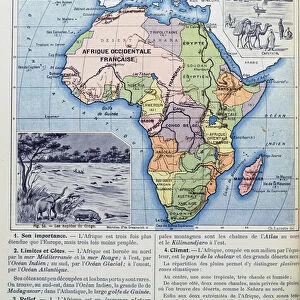 Map of Colonial Africa, from a school book, published in 1911 (colour litho)