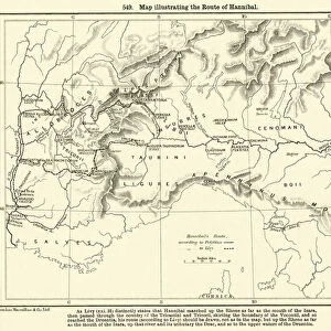 Map illustrating the Route of Hannibal (engraving)