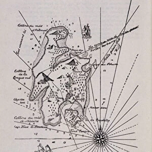 Map of an Island in the Tresor (Pirates?), 1754. Map drawn by Robert Louis Stevenson