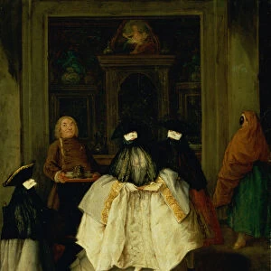 Masked Figures in a Venetian Coffee House