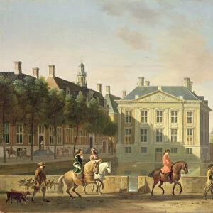 The Mauritshuis from the Langevijverburg, the Hague, with hawking party in the foreground