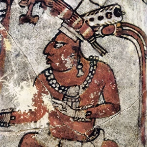 Mayan warrior. Polychrome ceramic, Mayan art, 7th. National Museum of Archaeology