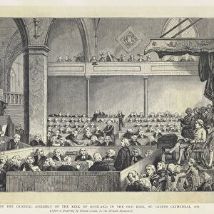 Meeting of the General Assembly of the Kirk of Scotland in the Old Kirk, St Giless Cathedral, 1787 (engraving)