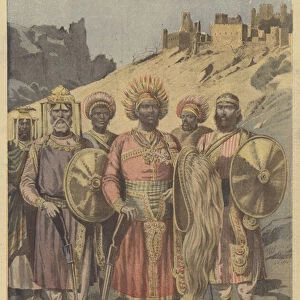 Menelik, Negus of Abyssinia (colour litho)