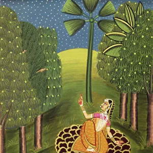 Miniature Painting on Paper, Ragini Kamadhani, Nathdwara School