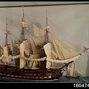 Model of the ship L Achille, a 74 gun ship built at Rochefort (mixed media)