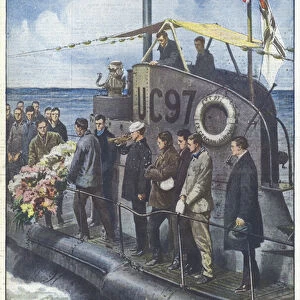 A moving ceremony in the middle of the Ocean (colour litho)
