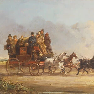 Mr. Charles Higgins Coach and Four (oil on canvas)