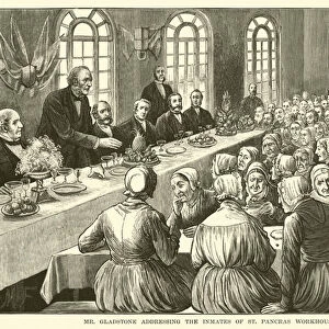 Mr Gladstone addressing the Inmates of St Pancras Workhouse (engraving)