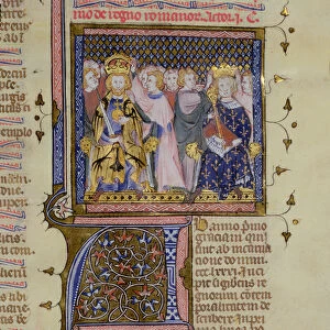 Ms 13. fol 232 Coronation of Louis IX (1214 / 15-70) and probably of Frederick II