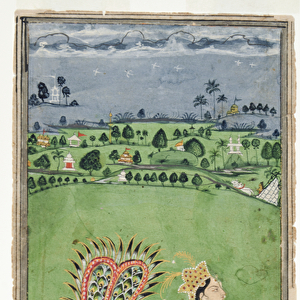 Mythical peacock with a womans head, Hyderabad, c. 1750 (opaque w / c & gold on paper)