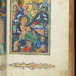Nativity, scene from The Breslau Psalter, f.16r, c.1255-67 (parchment, gold & ink)